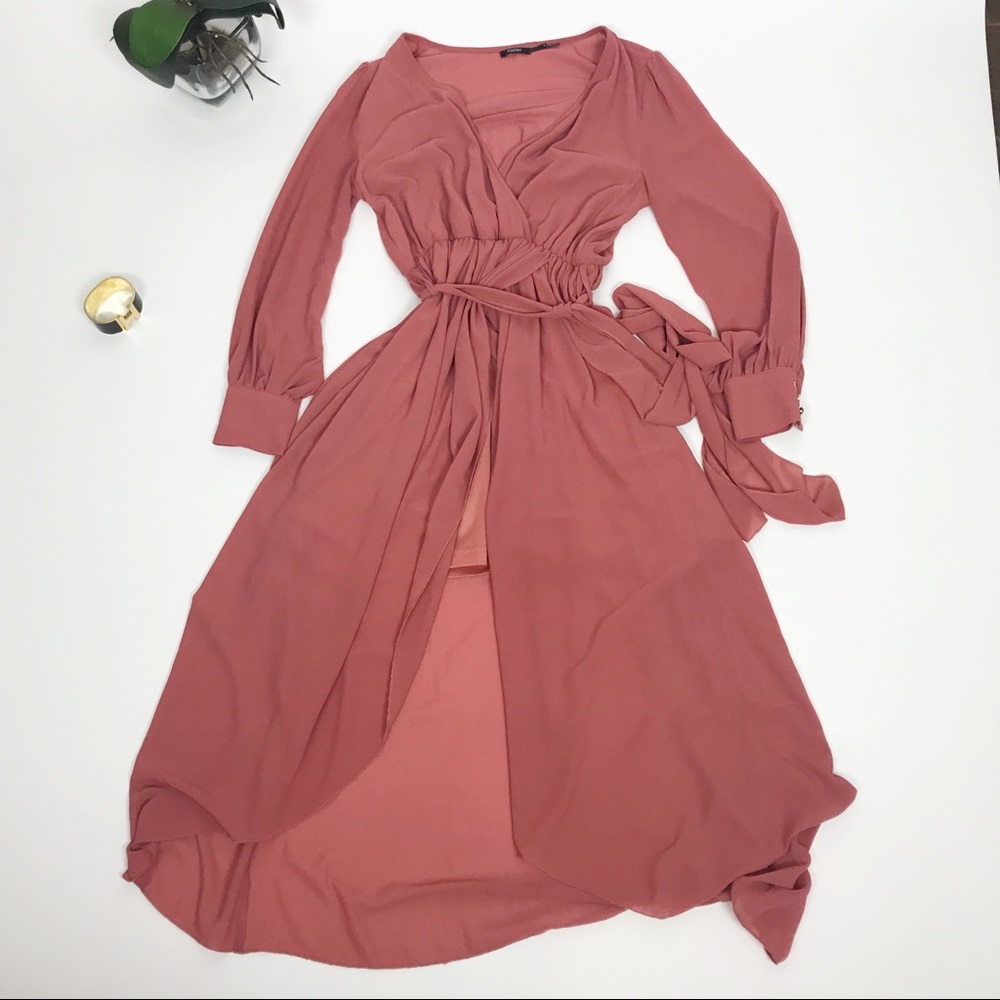 Poetry Chiffon long sleeve wrap dress